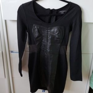 Blaque Label Black Leather Front Long sleeve Dress